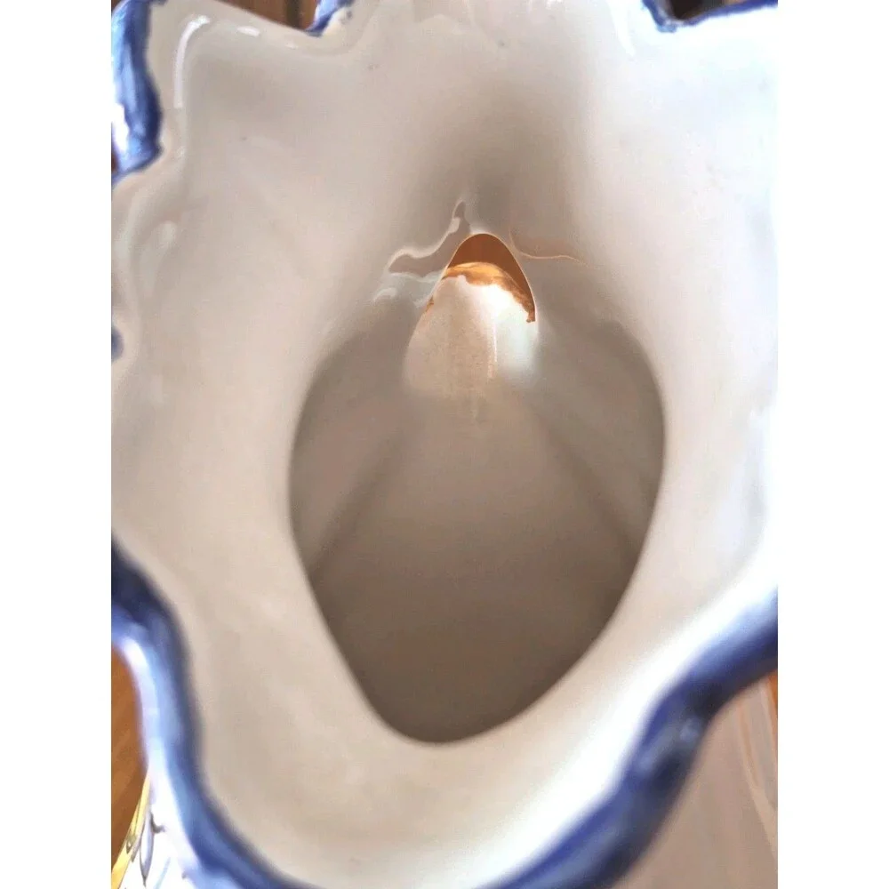 Vtg WILLIAMS SONOMA Ceramic Rooster Pitcher Made n Italy Hand Painted 8ish